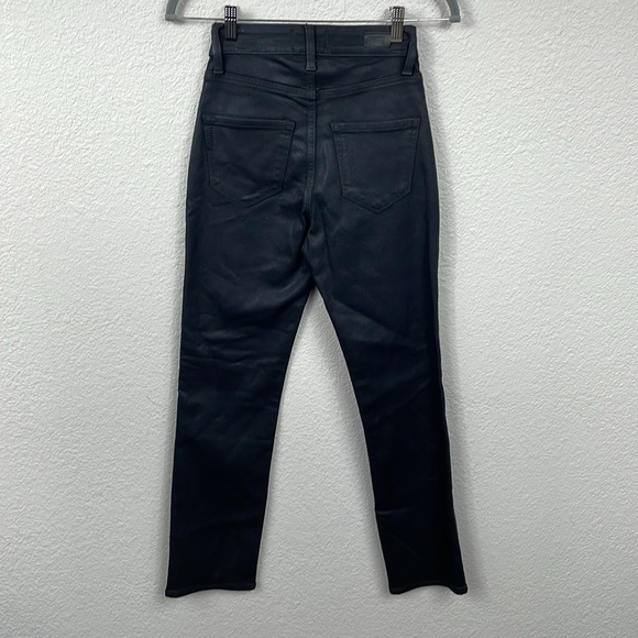 New Paige Accent Black Fog Luxe Coating Ultra High Rise Jeans Button Fly Sz 24 - Picture 6 of 14